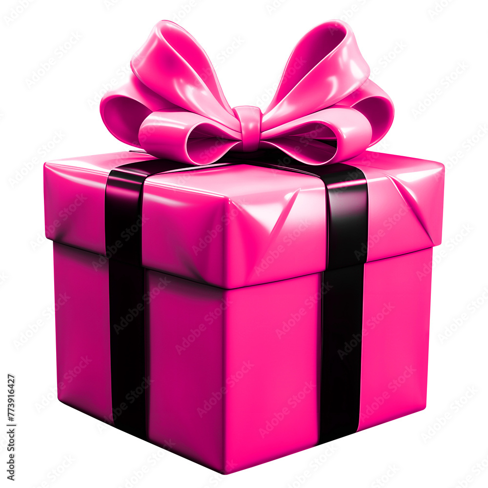 3d pink gift box with a strip on a transparent background, a Generative AI 3d pink gift box with a strip on a transparent background, a Generative AI