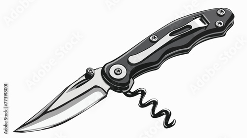 Knife corkscrew icon. Outline knife corkscrew icon photo