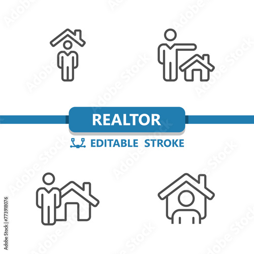 Realtor Icons. Real Estate Agent, House, Home Owner Icon