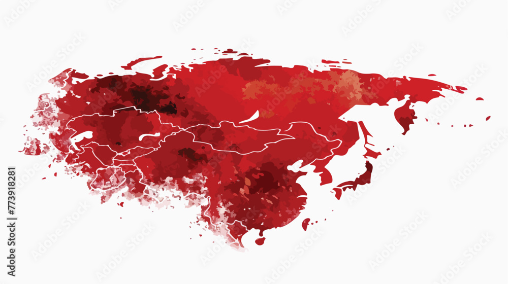 Mongolia in red with visible country borders