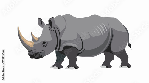 Rhino on white background Flat vector isolate
