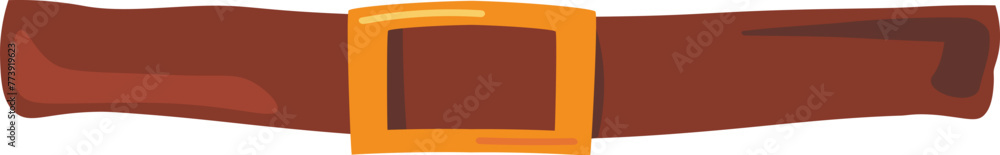 Leather strap with gold plaque. Fairy gnome leprechaun clothing accessories, Happy Patrick party element. Simple cartoon vector isolated on white background Leather strap with gold plaque. Fairy gnome leprechaun clothing accessories, Happy Patrick party element. Simple cartoon vector isolated on white background