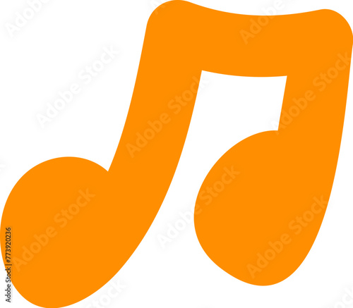 Double musical note of spring melodies. Bright childish careless illustration for design of festive spring banner. Flat hand drawn vector element isolated on white background