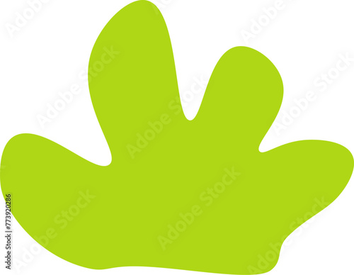 Green young leaf drawn by child. Bright childish careless illustration for design of festive spring banner. Flat hand drawn vector element isolated on white background