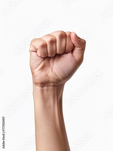 Hand photography with an upward fist gesture