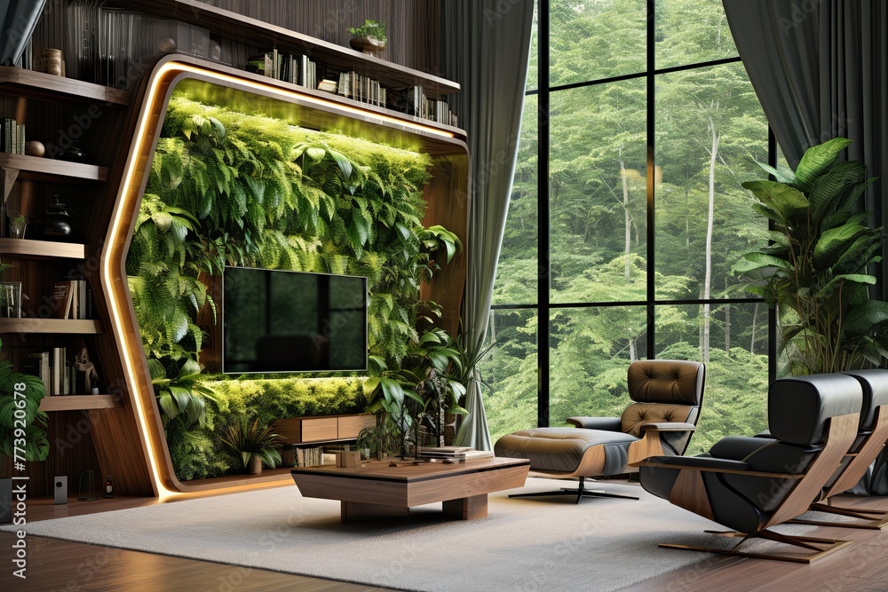 Smart Home Biophilic Living Room Ideas with Vertical Gardens: A Futuristic Oasis