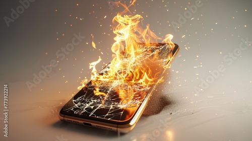 Burning Phone A Fire Phone Explosion Generative AI