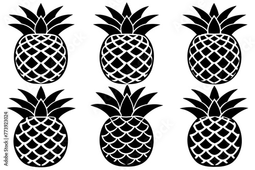  6-set-pineapple-icon-vector-illustration