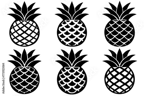  6-set-pineapple-icon-vector-illustration