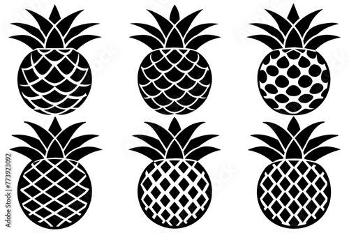  6-set-pineapple-icon-vector-illustration