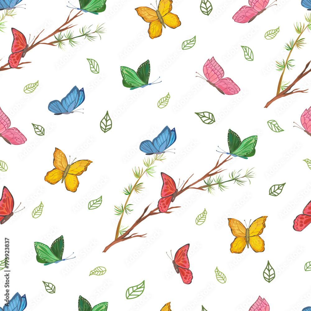 Seamless pattern with butterfly background.

