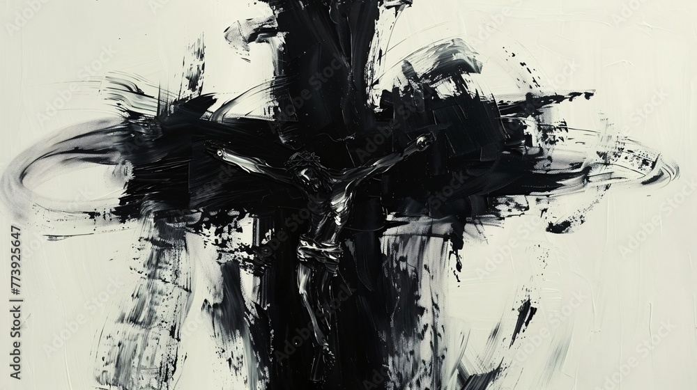 The Crucifixion A Black and White Portrait of Jesus on the Cross ...