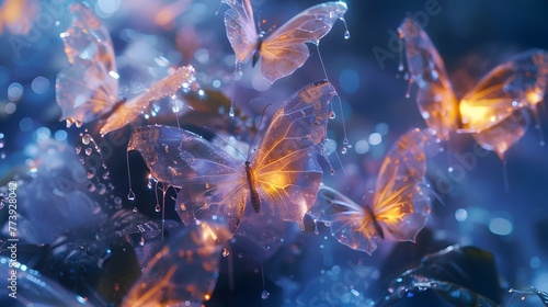 Crystalline Butterflies Emerge from Tears of Sorrow and Pain in Surreal High and Low Key Lighting