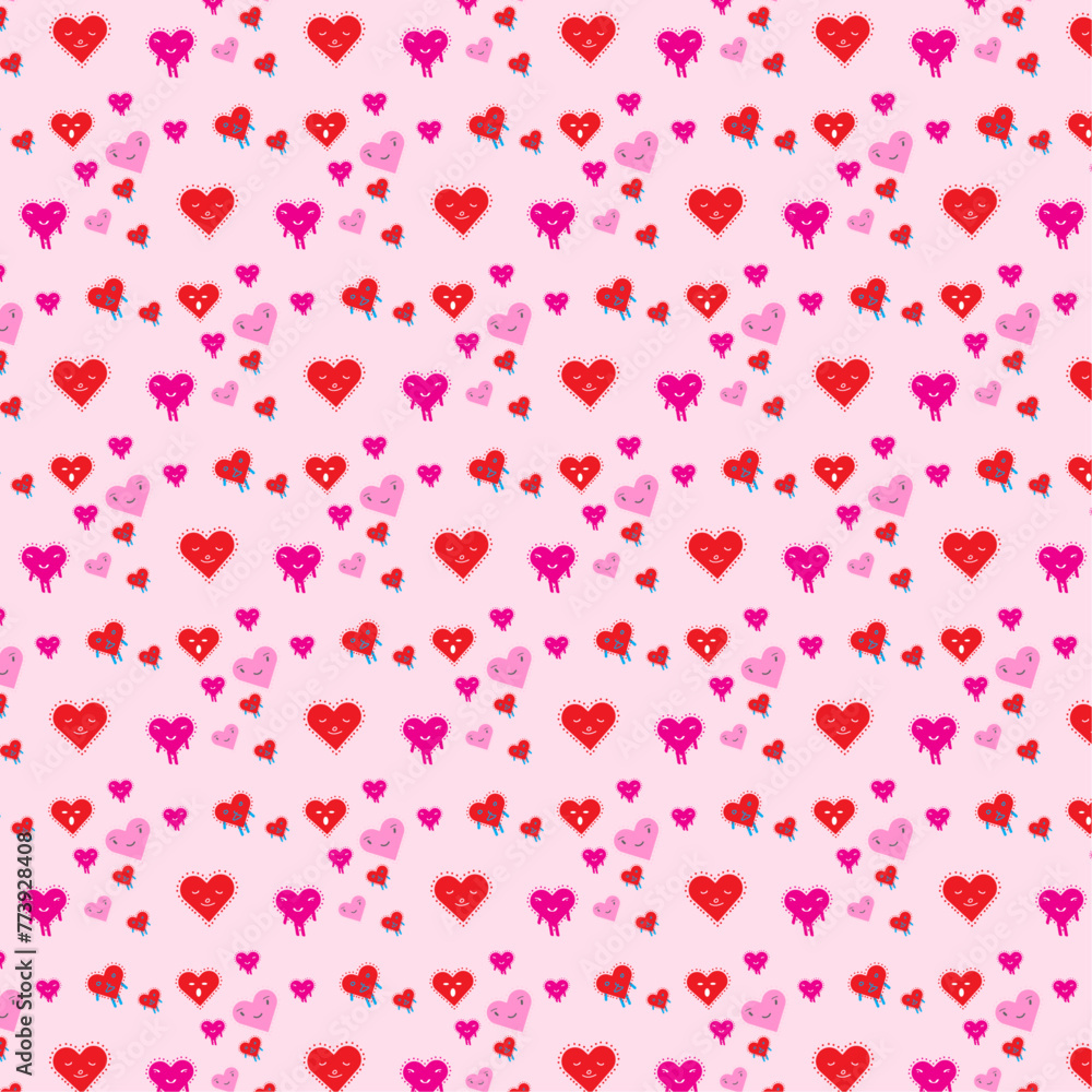 Hand drawn flat design conversation hearts illustration pattern Hand drawn flat design conversation hearts illustration pattern