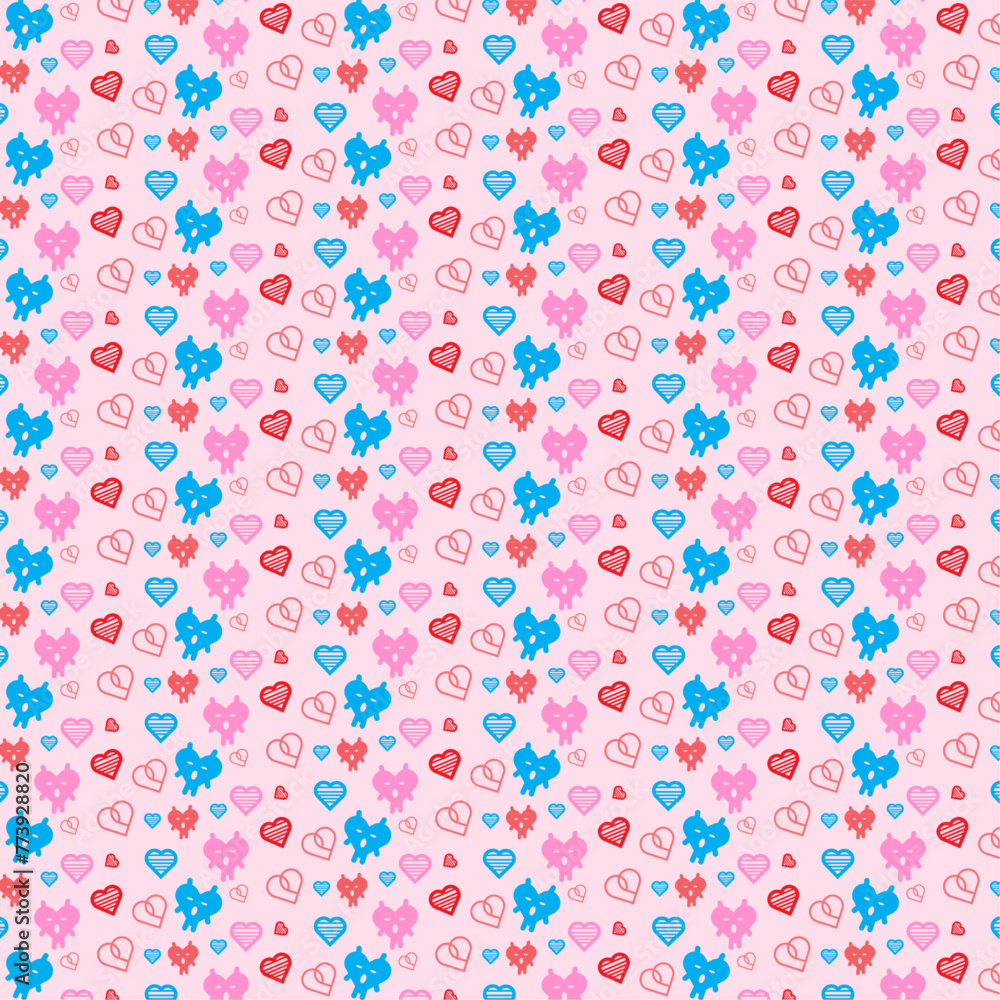 Hand drawn flat design conversation hearts illustration pattern Hand drawn flat design conversation hearts illustration pattern