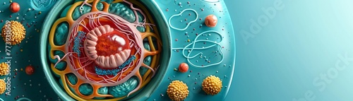 A clay model of a human cell showing organelles photo