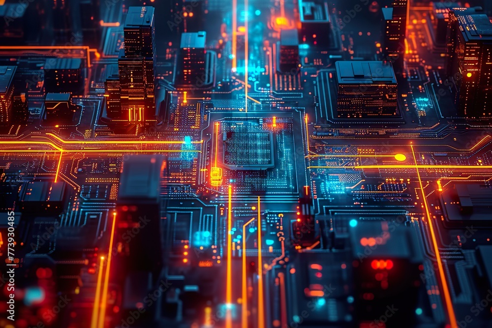 Abstract night view of the street in cityscape from the bird's perspective. Abstract night view of the street in cityscape from the bird's perspective.