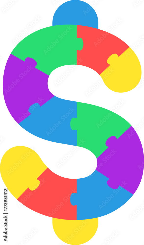 USD Sign Dollar Money Symbol Colorful Kids Puzzle USD Sign Dollar Money Symbol Colorful Kids Puzzle