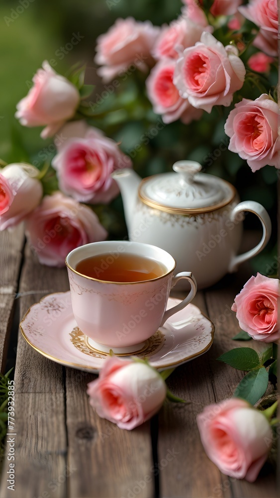 cup of coffee and rose, ai generated cup of coffee and rose, ai generated