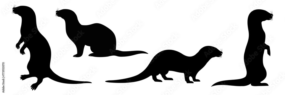 silhouettes of otter