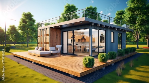 modern shipping container house. 