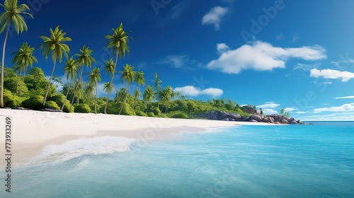 photo of summer day on a tranquil beach scene