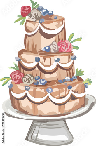 Cake illustration on transparent background.
