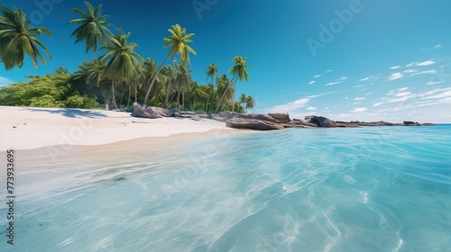 photo of summer day on a tranquil beach scene