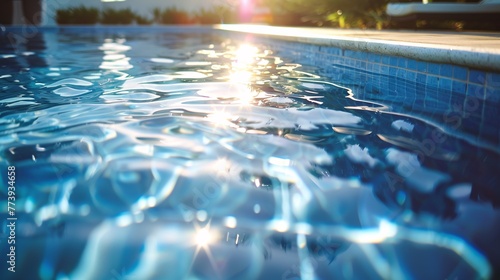 Sunlit Swimming Pool on a Sunny Afternoon Generative AI