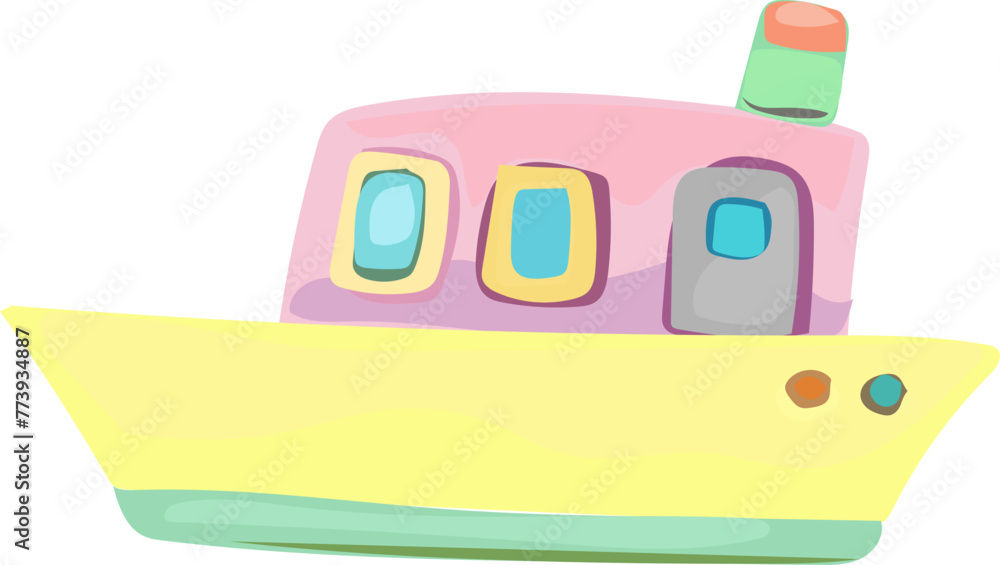 Fototapeta premium Ship illustration on transparent background. 