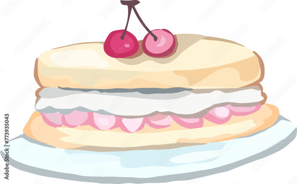 Cake illustration on transparent background.
