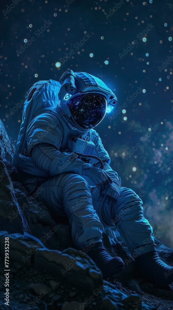 Astronaut sitting on the edge of space Astronaut sitting on the edge of space