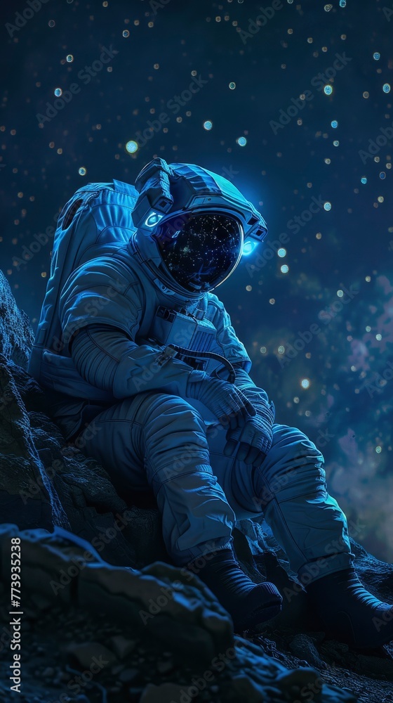 Astronaut sitting on the edge of space