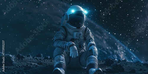 Astronaut sitting on the edge of space