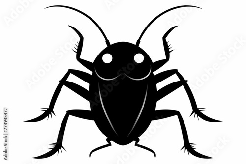 cartoon cockroach silhouette black vector illustration