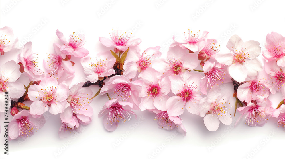 Beautiful dreamy pink cherry blossoms on isolated white background ...