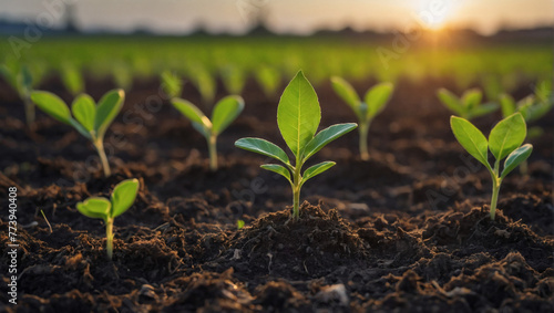 New growth among solar fields, a sapling symbolizing the dawn of clean energy.