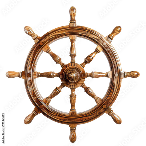 Ship boat steering wheel isolated on transparent background, clipart, cutout, png. photo