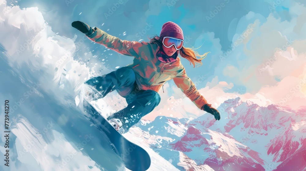 Person performing snowboard trick mid-air Person performing snowboard trick mid-air