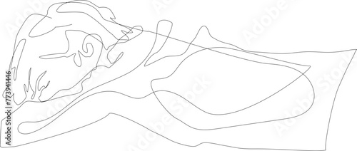 One line drawing couple illustration on transparent background.
