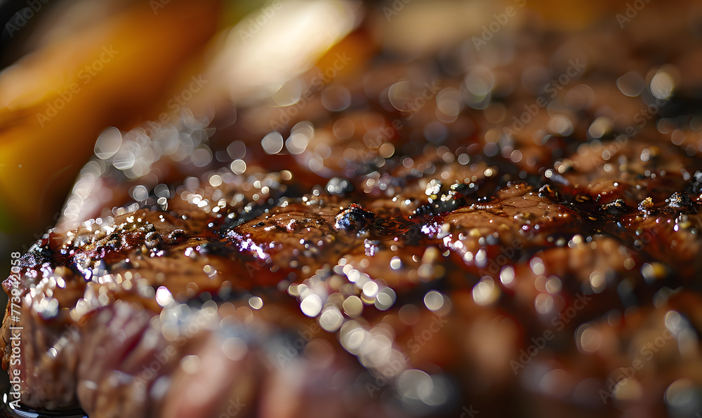 succulently grilled steak showing its juicy texture and appealing char,  Generative AI 