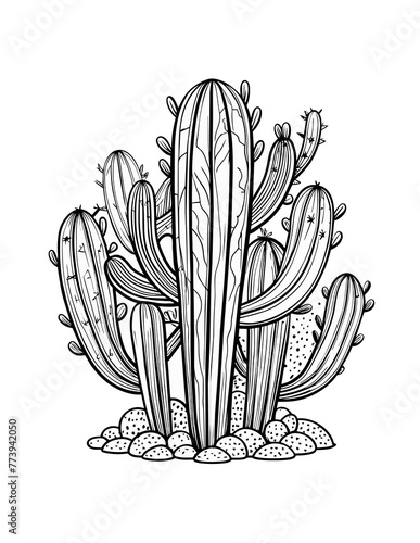 cactus with spines coloring book for children and adults