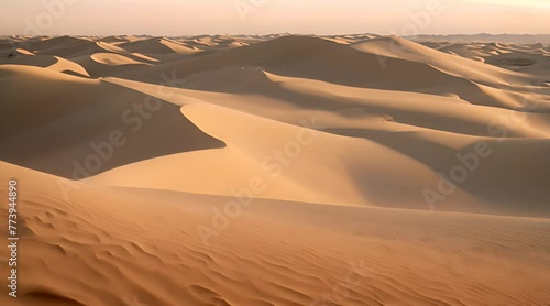Sand desert in the Middle East. During the day. The wind blew slowly. photo