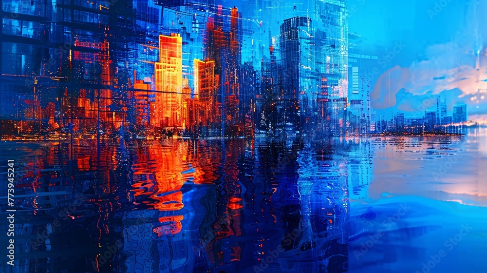 Neon Cityscape A Glowing Urban Oasis Generative AI