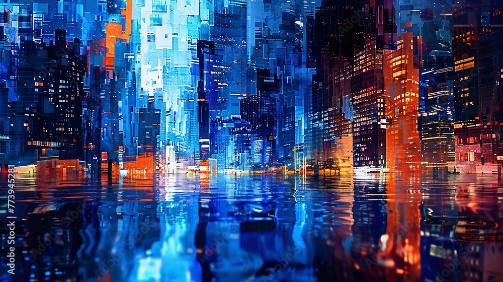 Cityscape at Night A Vibrant Urban Scene Generative AI