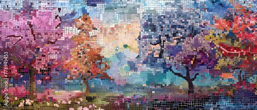 Eternal Seasons Dance: A Pixelated Journey from Spring Bloom to Winter’s Silence