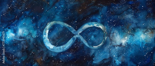 Eternal Beauty: A Mesmerizing Watercolor Infinity Symbol Bursting with Cosmic Energy