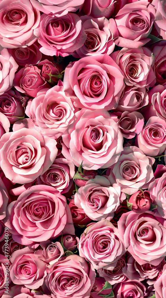 Pattern of French soft pink roses close-up Pattern of French soft pink roses close-up