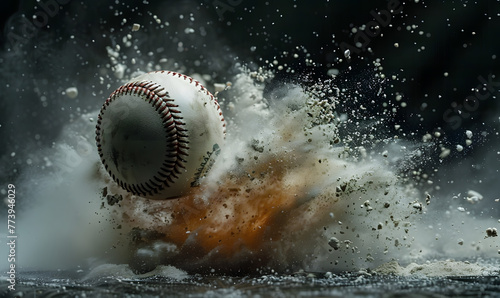 An explosive moment captured as a baseball makes speed impact, Generative AI 