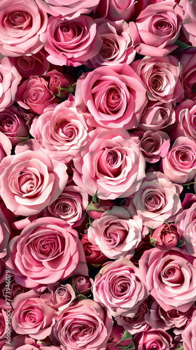 Pattern of French soft pink roses close-up